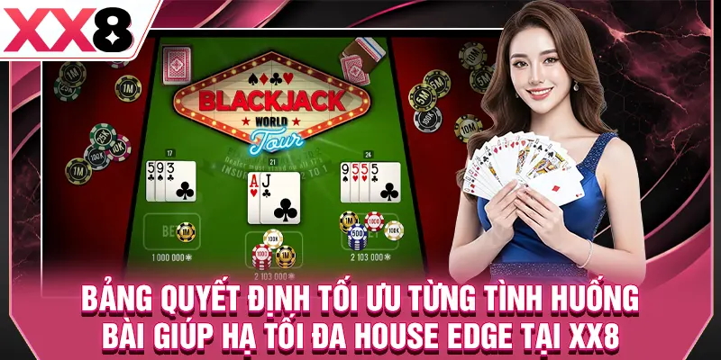 Bảng quyết định tối ưu từng tình huống bài giúp hạ tối đa house edge tại XX8